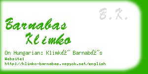 barnabas klimko business card